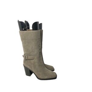 Franco Sarto Mid-Calf Boots Women's Size 9.5 Medium Vance Suede Gray